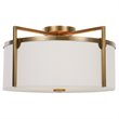 Uttermost Colfax 3-Light Steel Glass and Fabric Semi Flush in Antique Brass