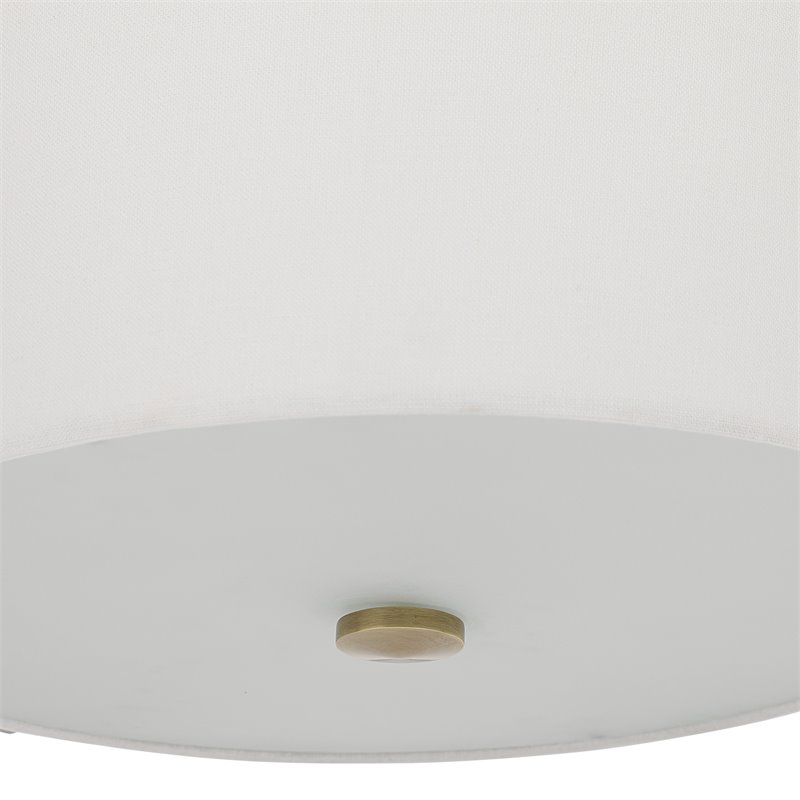 Uttermost Colfax 3-Light Steel Glass and Fabric Semi Flush in Antique Brass