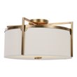 Uttermost Colfax 3-Light Steel Glass and Fabric Semi Flush in Antique Brass