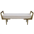 Uttermost Waylon Contemporary Birch Wood and Fabric Bench in Ivory