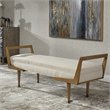 Uttermost Waylon Contemporary Birch Wood and Fabric Bench in Ivory