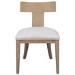 Uttermost Idris Coastal Solid Wood and Fabric Armless Chair in Natural Oak