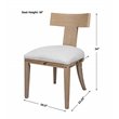 Uttermost Idris Coastal Solid Wood and Fabric Armless Chair in Natural Oak