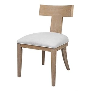 Uttermost Idris Coastal Solid Wood and Fabric Armless Chair in Natural Oak