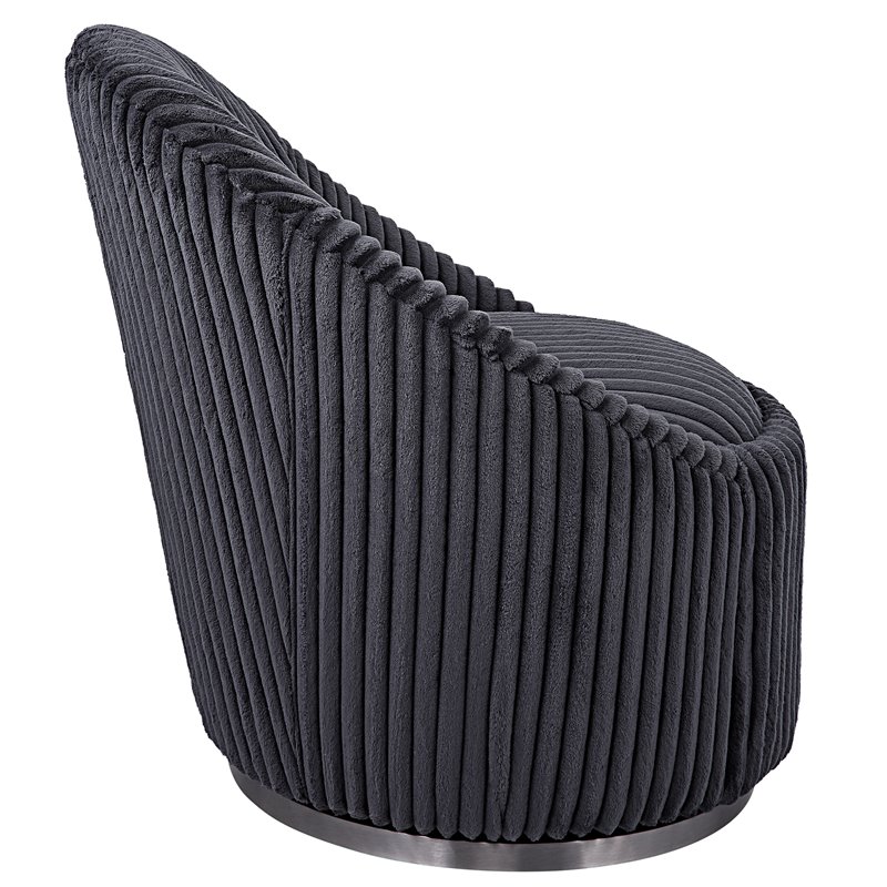Uttermost Crue Contemporary Stainless Steel and Fabric Swivel Chair in Gray