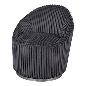 Uttermost Crue Contemporary Stainless Steel and Fabric Swivel Chair in Gray