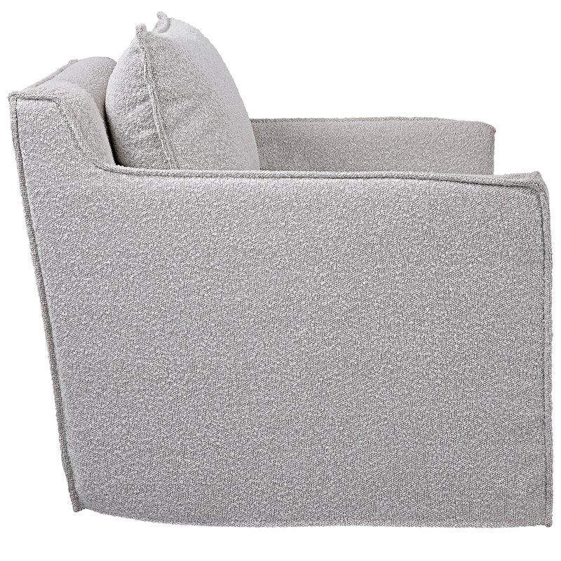 Uttermost Welland Fabric and Wood Swivel Chair in Warm Gray/Ivory