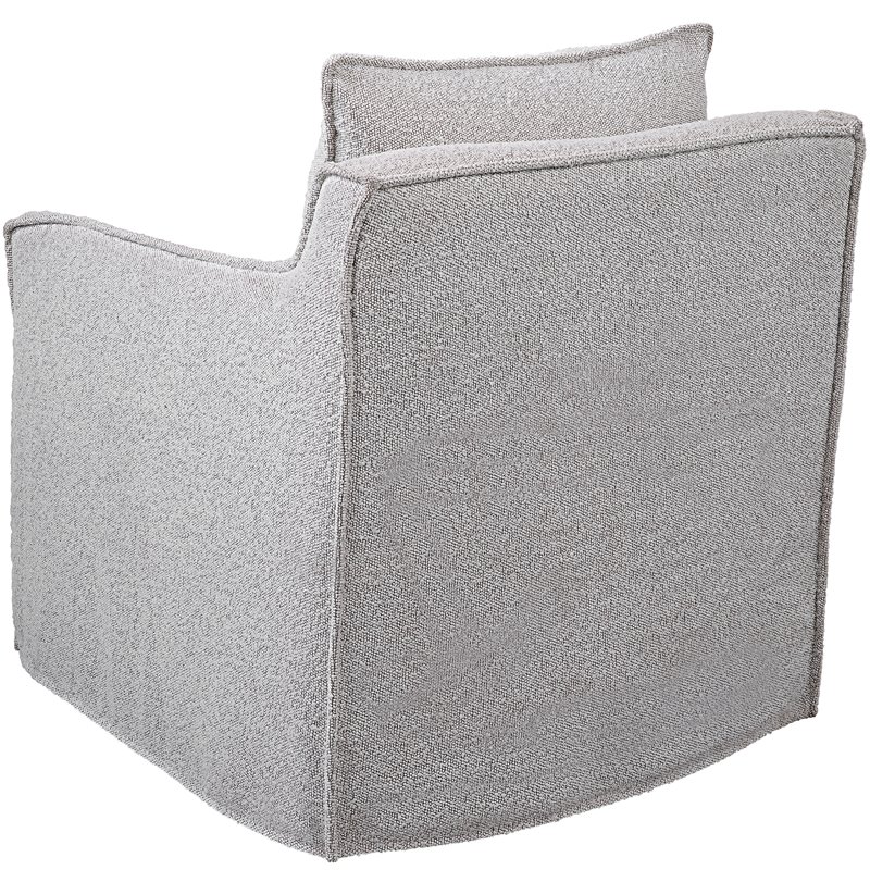 Uttermost Welland Fabric and Wood Swivel Chair in Warm Gray/Ivory