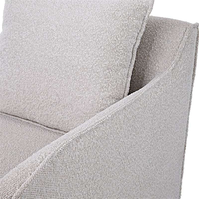 Uttermost Welland Fabric and Wood Swivel Chair in Warm Gray/Ivory