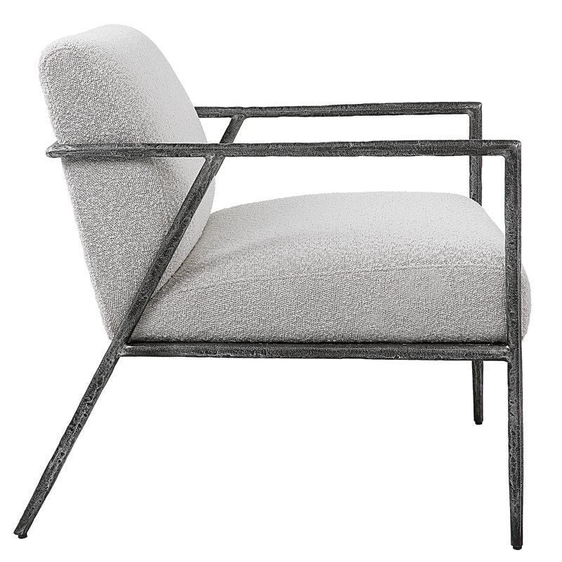 Uttermost Brisbane Cast Iron Accent Chair in Casual Ivory/Warm Gray