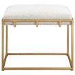 Uttermost Paradox Small Iron Metal and Fabric Shearling Bench in White/Gold