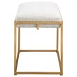 Uttermost Paradox Small Iron Metal and Fabric Shearling Bench in White/Gold