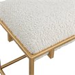 Uttermost Paradox Small Iron Metal and Fabric Shearling Bench in White/Gold