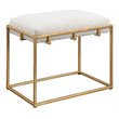 Uttermost Paradox Small Iron Metal and Fabric Shearling Bench in White/Gold