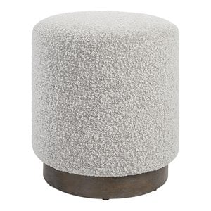 Uttermost Avila 16&quot Fabric and Plywood Ottoman in Warm Gray/Oak Finish