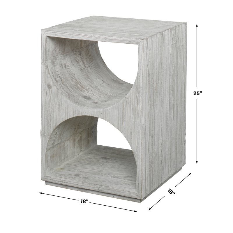 Uttermost Hans Coastal Style Fir Wood Side Table in Ivory Finish