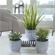 Uttermost Puebla Coastal Plastic and Ceramic Pots in Blue/White (Set of 3)