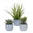 Uttermost Puebla Coastal Plastic and Ceramic Pots in Blue/White (Set of 3)