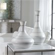 Uttermost Potter Fluted Striped Earthenware Vases in Ivory/Blue/Tan (Set of 2)