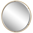 Uttermost Canillo Round Contemporary Iron Metal and MDF Mirror in Gold
