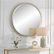 Uttermost Canillo Round Contemporary Iron Metal and MDF Mirror in Gold