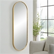 Uttermost Varina Tall Contemporary Iron Metal and MDF Mirror in Gold