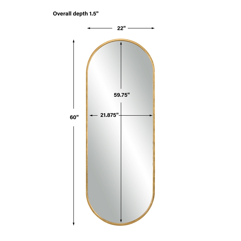 Uttermost Varina Tall Contemporary Iron Metal and MDF Mirror in Gold
