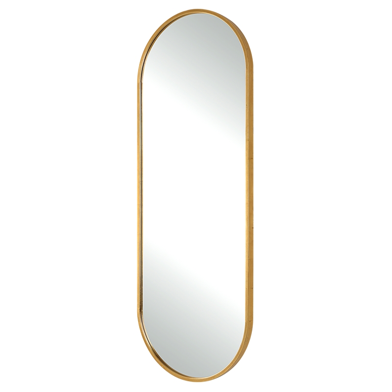 Uttermost Varina Tall Contemporary Iron Metal and MDF Mirror in Gold