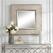 Uttermost Wharton Square Farmhouse MDF Wood and Iron Mirror in Gold/Woodtone