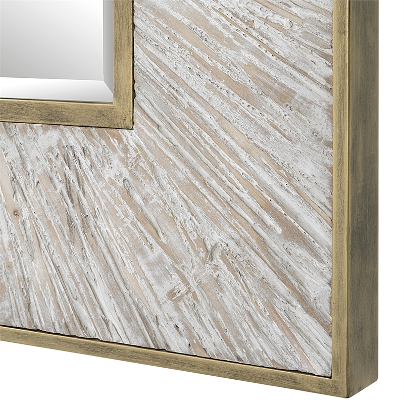 Uttermost Wharton Square Farmhouse MDF Wood and Iron Mirror in Gold/Woodtone