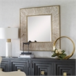 Uttermost Wharton Square Farmhouse MDF Wood and Iron Mirror in Gold/Woodtone