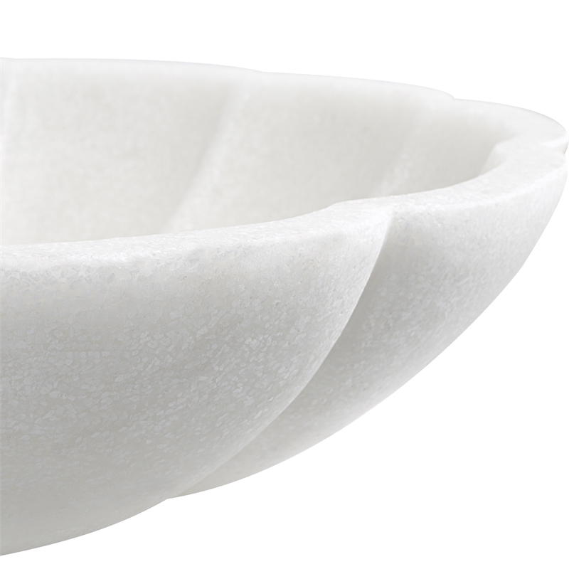 Uttermost Petal Contemporary Style Ricestone Bowl in White Finish
