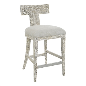 Uttermost Idris 26&quot Contemporary Pine Wood Counter Stool in White/Woodtone