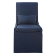 Uttermost Coley Farmhouse Style Wood and Fabric Armless Chair in Blue
