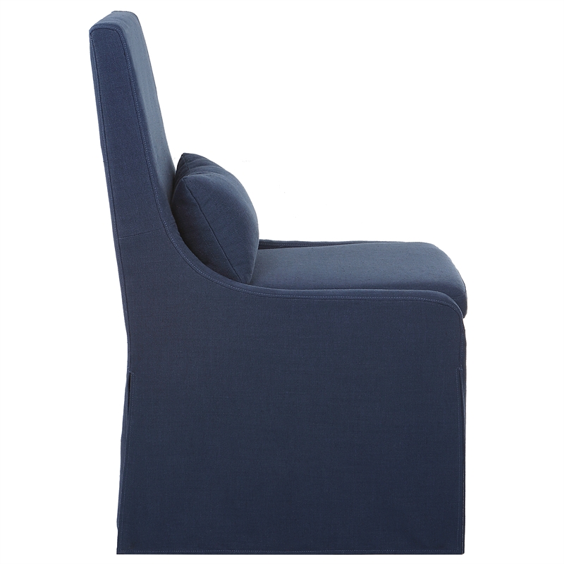 Uttermost Coley Farmhouse Style Wood and Fabric Armless Chair in Blue