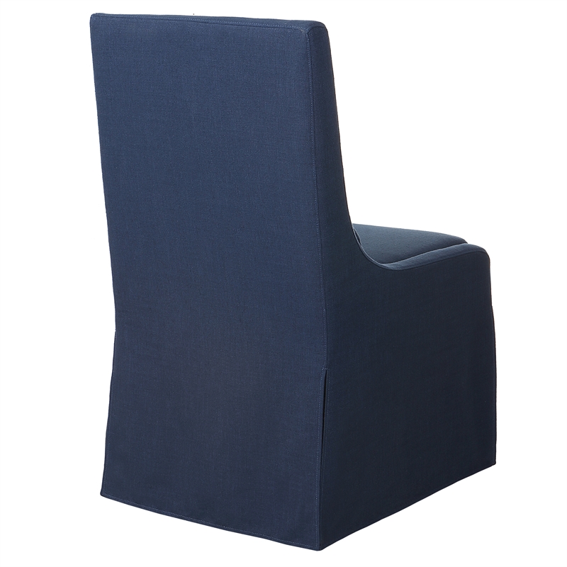 Uttermost Coley Farmhouse Style Wood and Fabric Armless Chair in Blue