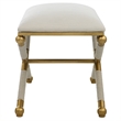 Uttermost Socialite Contemporary Iron Metal Small Bench in Gold/White