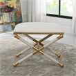 Uttermost Socialite Contemporary Iron Metal Small Bench in Gold/White