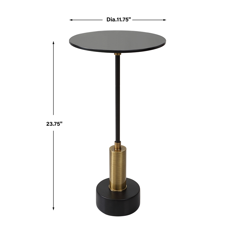 Uttermost Spector Contemporary Iron Metal Accent Table in Black/Brass