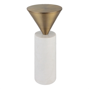 Uttermost Top Hat Contemporary Marble and Steel Drink Table in Brass/White