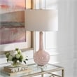 Uttermost Rosa Transitional Glass Fabric and Iron Table Lamp in Pink