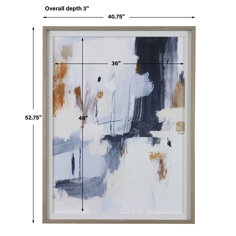 Uttermost Variant Linen and Pine Wood Abstract Framed Print in Blue/Orange/White