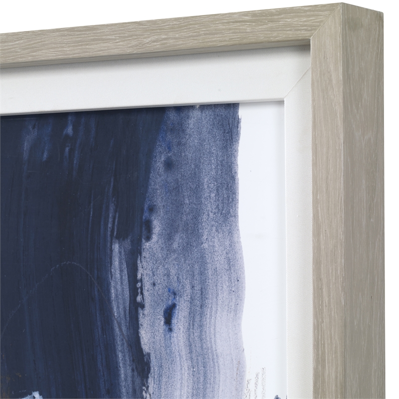 Uttermost Variant Linen and Pine Wood Abstract Framed Print in Blue/Orange/White