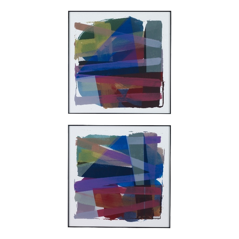 Uttermost Vivacious Metal Abstract Framed Prints in Multi-Color (Set of 2)