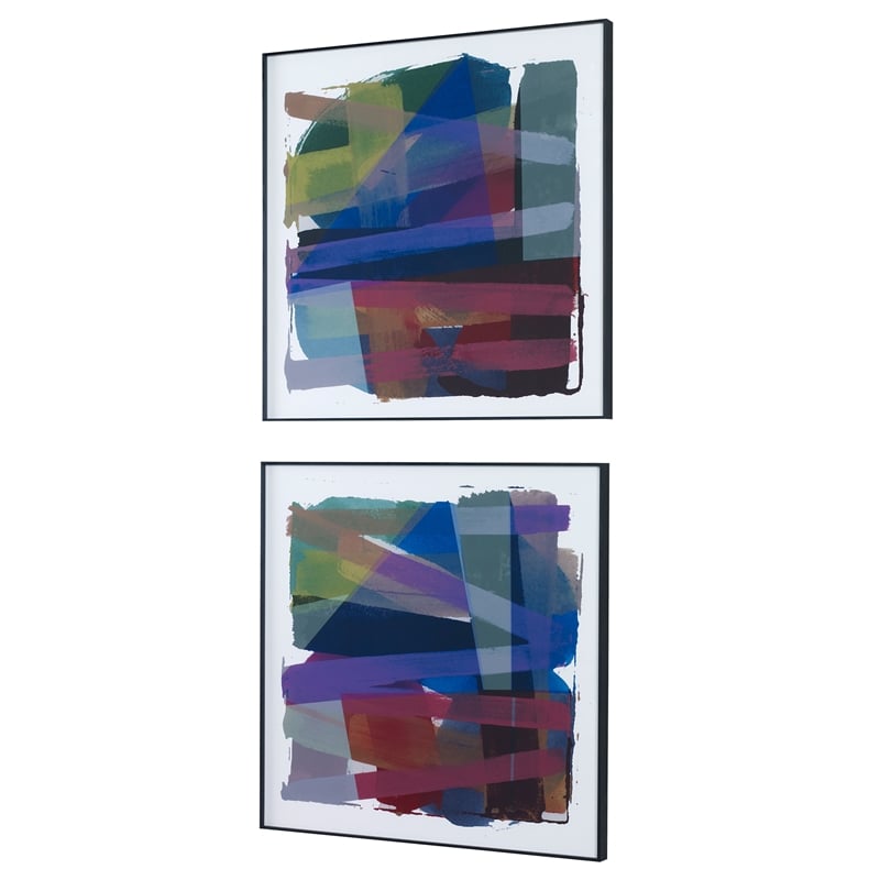 Uttermost Vivacious Metal Abstract Framed Prints in Multi-Color (Set of 2)