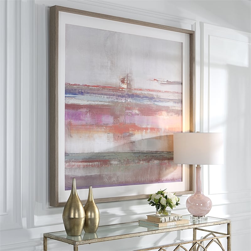 Uttermost Torrent Linen and Wood Abstract Art Framed Print in Multi-Color