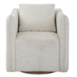Uttermost Corben Farmhouse Wood and Fabric Swivel Armchair in Off White