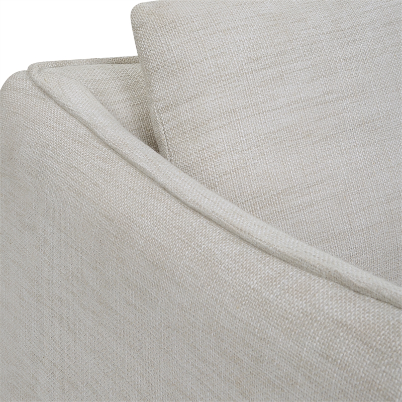 Uttermost Corben Farmhouse Wood and Fabric Swivel Armchair in Off White