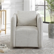 Uttermost Corben Farmhouse Wood and Fabric Swivel Armchair in Off White