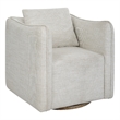 Uttermost Corben Farmhouse Wood and Fabric Swivel Armchair in Off White